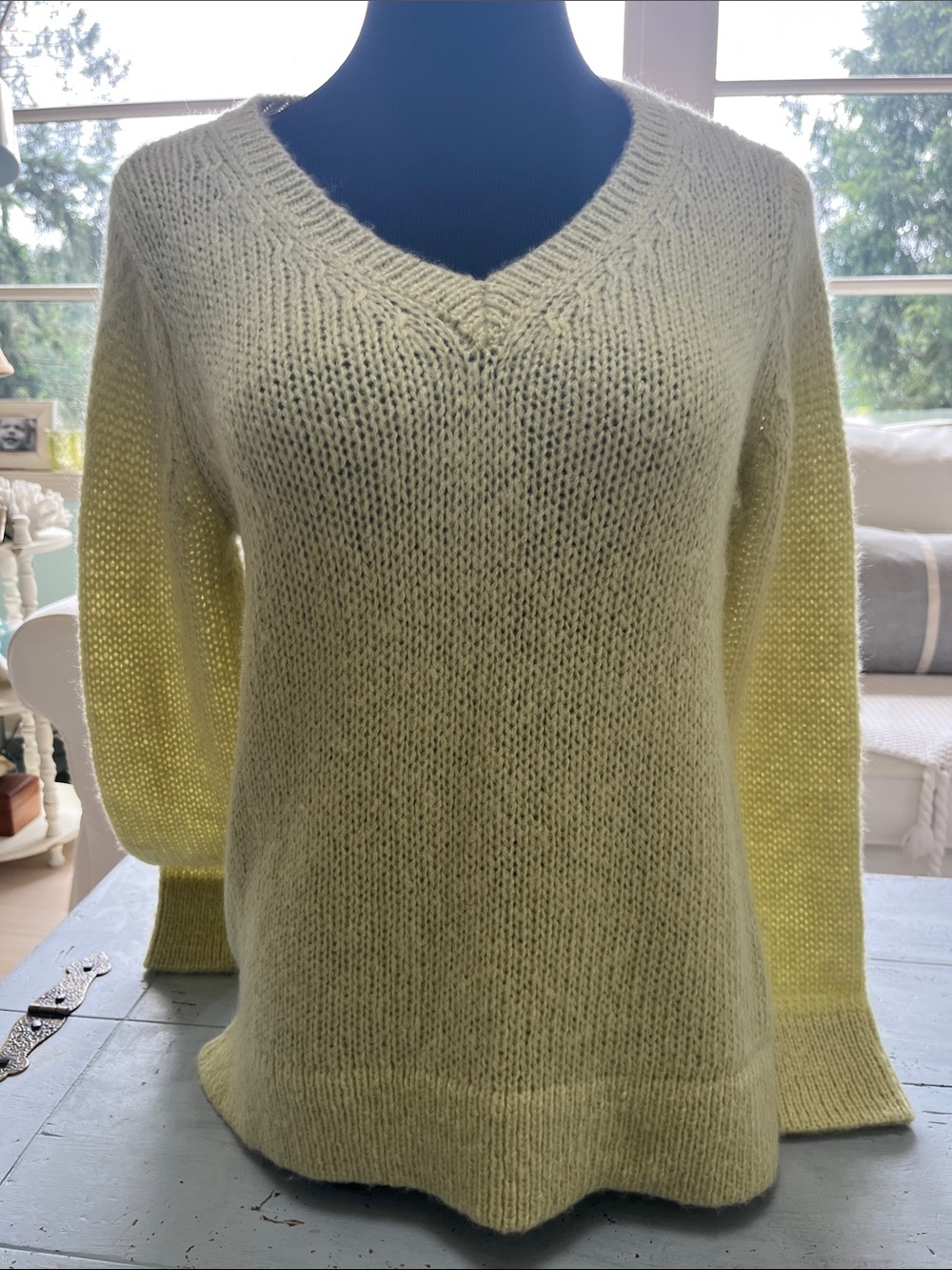 Wooden Ships Pale Yellow V-Neck Women's Sweater